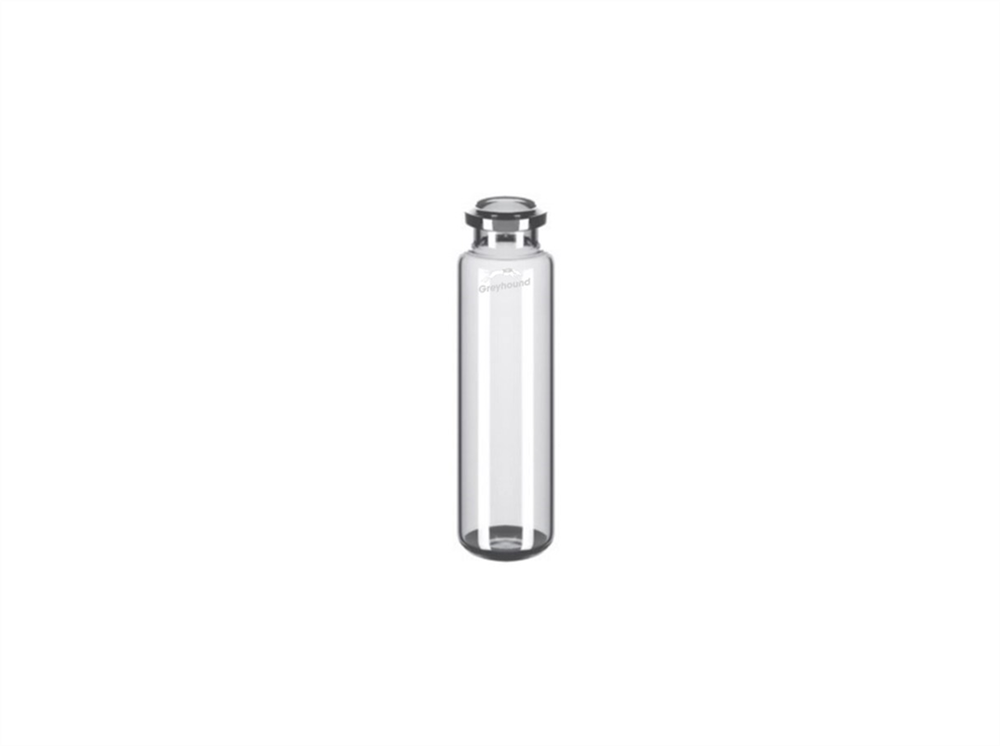 Picture of 20mL Headspace Vial, Crimp Top, Clear Glass, Rounded Bottom, 20mm Bevelled Edge Crimp, Q-Clean